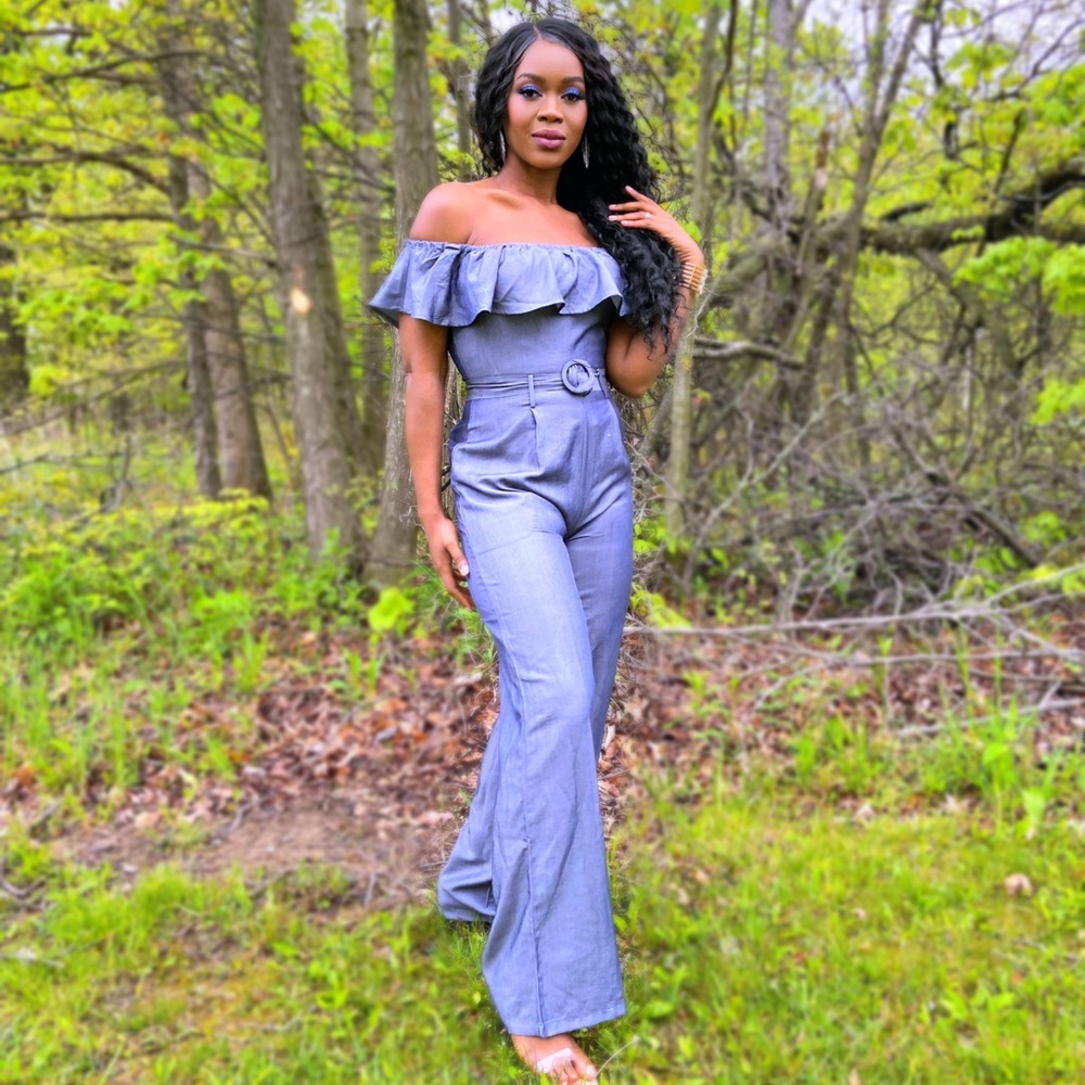 Off Shoulder ruffle top Jumpsuit